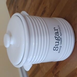 MudPie Ceramic Sugar Kitchen Container. Good Condition. White